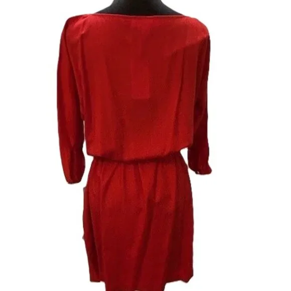 MICHAEL KORS Red Blaze Blouson Waist Dress, 3/4 Sleeve Removable Belt NWT $140 - Picture 14 of 16